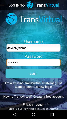 App Login Screen